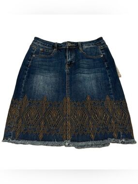 Reba denim skirt Women’s Dark Blue Embroidered Denim Skirt